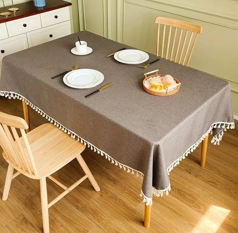 Bluejw Cotton Tablecloth Waterproof Wear-Resistant New Chinese Tassel Plain Color Simple Tablecloth - Image 5
